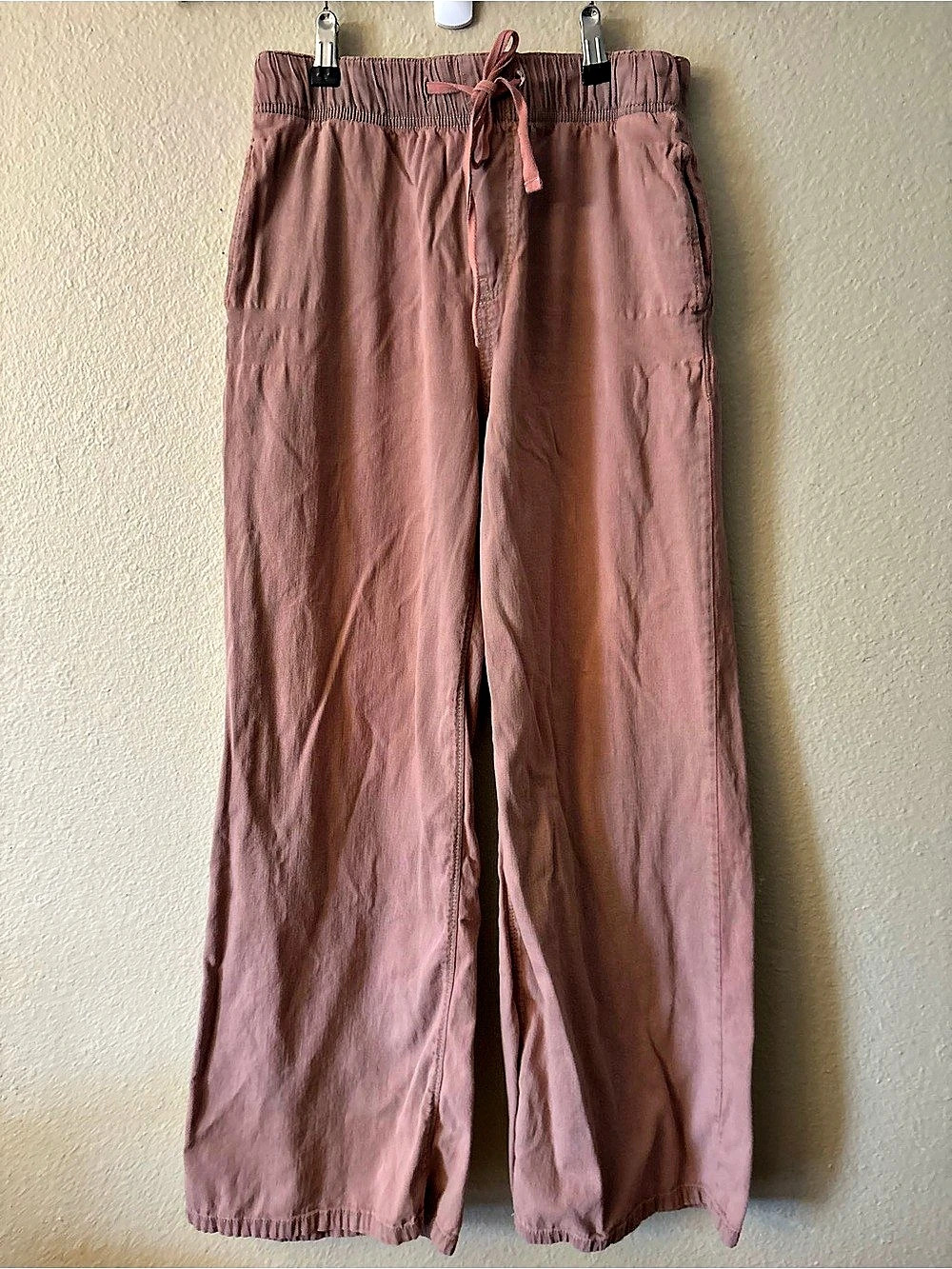 M Jeans Maurices Women's S Mauve Brown Wide Leg Pants Drawstring Pull On
